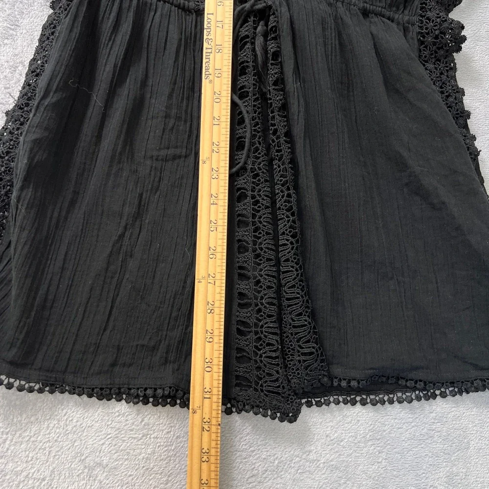 Topshop Black Crochet‎ Lace Trim Kaftan Swim Cover Up Beach Resort Wear Medium